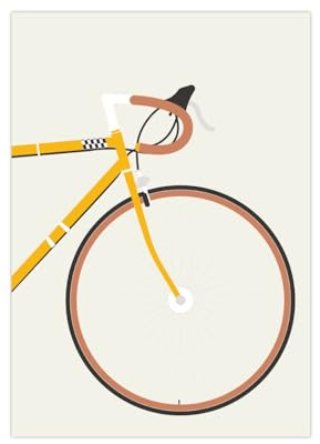 Generisch Fahrrad Poster | Bild Rennrad minimalistisch Gelb Beige (A4 (29,7x21 cm))
