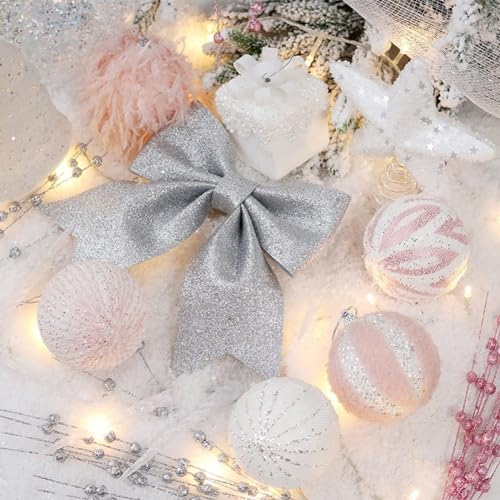 für PINK Weihnachtskugel-Set, Glitzer-Weihnachtskugeln Ornamente Set, Weihnachtsbaum-Anhänger, für rosa bruchsichere Weihnachtsdekoration