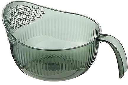 Colcolo Scodella per riso, cestello di scarico, per lavare il riso, scolapasta da cucina, multiuso, con manico, per cereali, fagioli, carote, spinaci, pasta, Verde