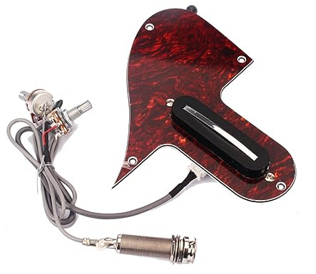 Toyvian Mandolin Assembly Red Tortoise Scratch Plate with Low-Noise Magnetic Pickup 3-Ply PVC Protector