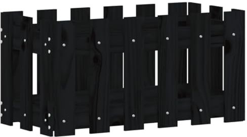 Hochbeet aus Holz, Lattenzaun Design Blumenbeet Blumenkasten Pflanzkasten Pflanzbeet Gartenbeet Pflanzkübel für Garten & Balkon, Schwarz 60x30x30 cm Kiefernholz