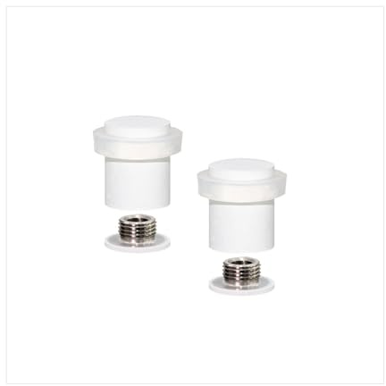 EVI Herrajes | 2er SET - Türstopper aus Weiss lackiertem Edelstahl | Ø20x25mm | Gewindebasis | Weiss Natursilikonkautschuk| inkl. Schraube + Klemmdübel | I-181