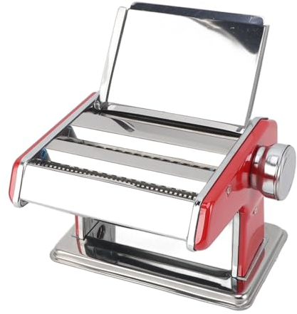 Macchina per fare la pasta, 2 in 1 resistente macchina per fare la pasta in acciaio inox con spessore regolabile, manovella manuale rullo per pasta, spaghetti, fettuccine, lasagne