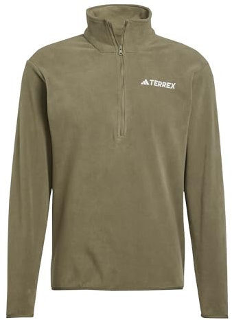 adidas Men's Terrex Multi Essentials Half Zip Fleece Jacket, Olive strata, L