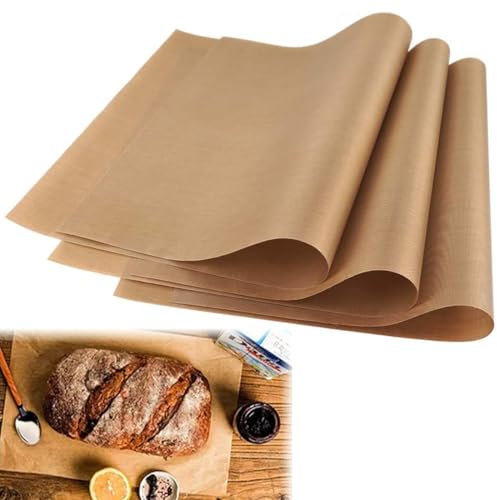 QEDBOJE 3PCS Fogli da forno permanenti in teflon, riutilizzabili fino a 260°030x40cm marrone- Pellicola da forno, resistente al calore, con rivestimento antiaderente, tagliabile a misura