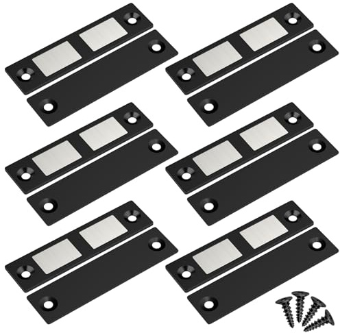 Jiayi 6 Pack Ultra Thin Magnets Latch, 30 Lb Kitchen Door Magnetic Catch Screw on Adhesive, Strong Cabinet Double Magnet Catch for Wardrobe Closet Door Drawer Wardrobe Cupboard Closing