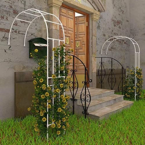 Aide au Rang d'arche de Jardin, Arc de Rose en Demi-Arc, Arches de Rose en métal en Optique Rouille, Pilier de Rose d'aide à la pergola (Blanc),2.0x2.4m(79x94in)
