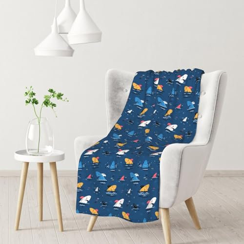 WOTDKG Flanell-Fleece-Überwurfdecke, Hai-Motiv, 76 x 102 cm, Sofaüberwurf, superweiche Mikrofaser, warm, flauschige Decke, Geschenke