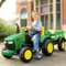 PS Global Ride on Tractor and Trailer, 12V Battery Powered Electric Kids Toy Car with Remote Control, LED Lights, USB & Bluetooth Music, Four Wheels Ride on Toys for Children Ages 3-6 (Green)