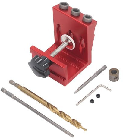 15°-Lochwinkel-Taschenlochvorrichtungssatz, Taschenpositionierungsstift-Lochbefestigungssatz für 12 Mm Bis 40 Mm Dicke Hartholz-, Weichholz- und MDF-Platten. Präzises Bohren
