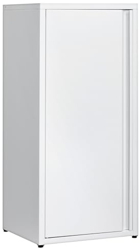 HollyHOME Archivador Cierre magnéticoagnético de Metal de una Puerta, Armario de Almacenamiento de Oficina, archivadores con 2 estantes Ajustables para el hogar,Blanco