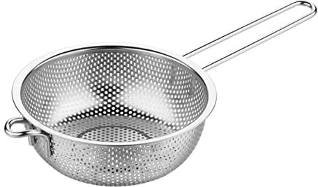 Holibanna Stainless Steel Mesh Strainer Basket Handle Single Handle Colander for Kitchen Rice Washing and Vegetable Draining 25.8cm Slotted Spoon for Frying, Noodle, and Soup
