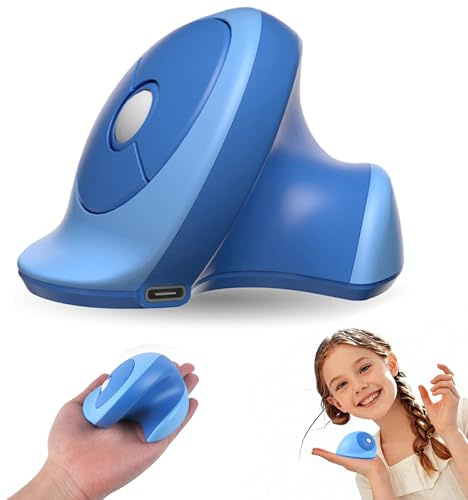 Souris Ergonomique sans Fil,Mini Souris Verticale Rechargeable avec 3 Ports D'appareils(2*Bluetooth & USB)Double Mode pour Petites Mains,1200D-PI,3 Boutons,Silencieuse 2,4 GHz pour PC,iPad,Mac,Windows