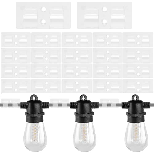 KQDRAVINE 25 Stück Kabelhalter Selbstklebend für Lichterkette Outdoor, Doppelhaken für Outdoor Lichterkette Kugel Klebehaken Wetterfest für 6MM Draht, Ideal für Terrasse Zaun Haus Weihnachten