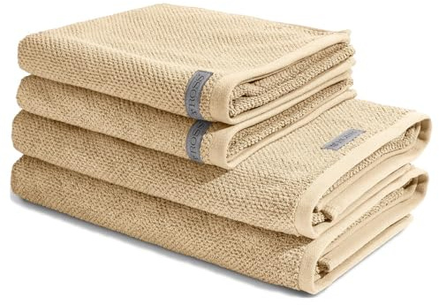 Ross - 4 teiliges Frottier-Set - Selection Bio-Baumwolle (2 X Handtuch 2 X Duschtuch im Set) - 540 g/m2 - Baumwolle - Frottee - saugstark - weich und flauschig - Sand