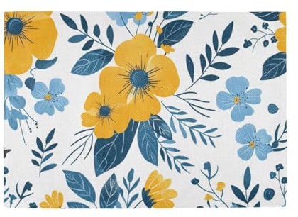 Flowers Decorative reusable placemat for baby spring underplate mat mantelitos para mesa de comedor set of 6 12x18