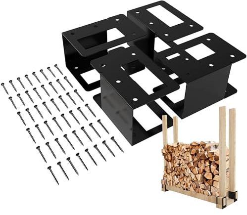 Estante para leña al aire libre | Soporte ajustable resistente para leña | Soporte apilable ajustable organizador de almacenamiento para patio trasero, granja, camping, garaje, cobertizo, terraza