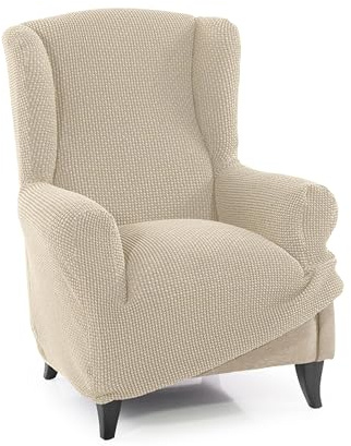 MAXIFUNDAS | Funda Sillon Orejero Super Elástica Relive | Color Beig | Alta Elasticidad y Tacto Suave | Hecho en España.