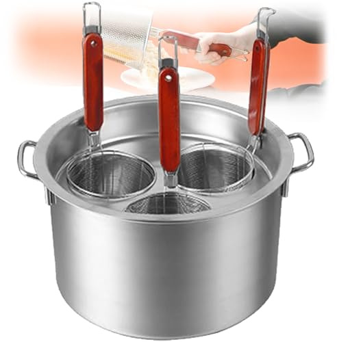 Stainless Steel Pasta Pot Pasta, Asparagus Pot Cooker Litre Stockpot, Asparagus Pot with Three Insert Strainer Baskets, Cooking Tool for 3 Holes