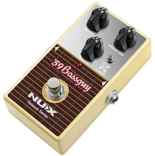 NUX Pedal de sobremarcha 59 Bassguy | Pedal Overdrive de guitarra con sonido de amplificador de tubo de tweed vintage | Auténtico tono de 1959, impulso y distorsión | Pedal de efectos de guitarra