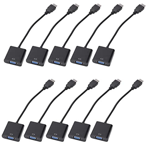 Uikdjgu 10X Male to VGA RGB Female Video Converter Adapter Male to Female Cable 1080P for PC Converter(Black)
