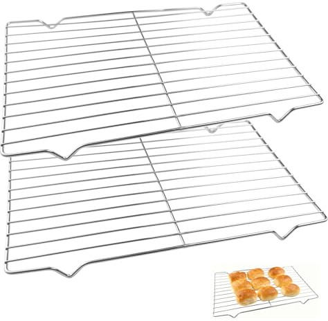 2 Piezas Rejilla Rejillas Horno de Refrigeración Grande Rectangular Enfriamiento Antiadherente de Acero Inoxidable para Tartas, Rejilla para Enfriar Pequeña Pasteles para Refrigerar Asar (31x21x1.8cm)
