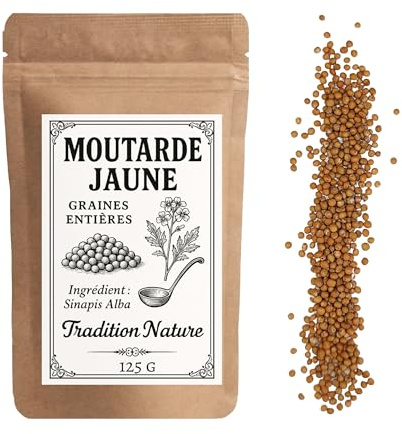 Moutarde jaune graines entières 125 g | Cuisine et condiments - TRADITION NATURE