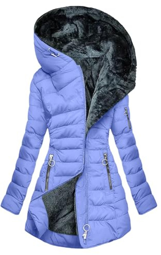 Cappotto Donna Invernale Con Cappuccio Piumino 100 Donna Grammi Foderati Casual Giubbotto Lungo Spessa Elegante Cappotto Lungo Parka Imbottito Con Tasche e Zip Giacca Antivento In Pile Termici