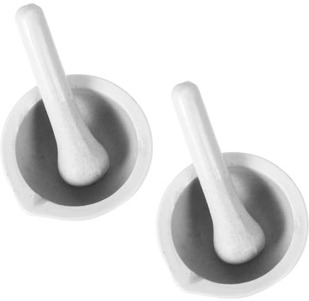 Gadpiparty Juego de 2 morteros médicos y mortero de porcelana, mortero de laboratorio y mortero, color blanco, compacto para uso médico y de cocina