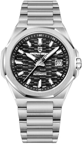 TAYSHILEY Pagani Design Herren-Armbanduhr, automatisch, Edelstahl, mechanisch, 40 mm Edelstahl mit Saphirglas und japanischem Miyota 8215-Uhrwerk, 100 m wasserdicht, automatisches Datum
