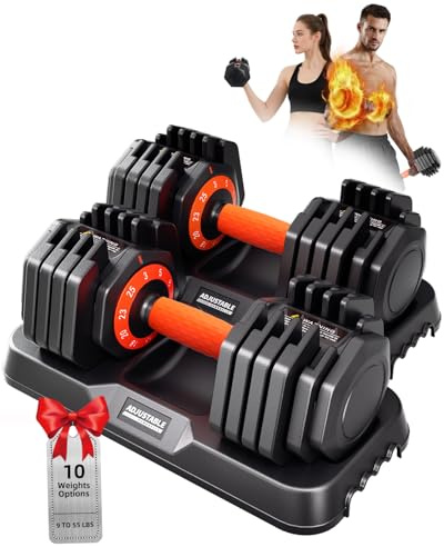 2026 Upgrade Adjustable Dumbbell Set of 2, Small Increment in 3LB, 1 Hand Rapid-Switch, 25lb Adjustable Dumbbells Pair with Tray, Anti-Slip Grip for Home Gym HIIT Strength Training