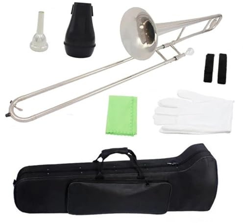 Posaune Bb Altposaunen Set mit lackiertem silbernen Messingkorpus inklusive Mundstück und Aufbewahrungstasche(Silver trombon)