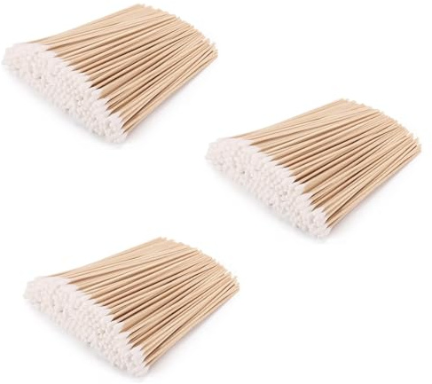 Set di 300 bastoncini di cotone 15 cm bastoncini ovatta testa unica per pulizia orecchie cane gatto trucco precisione cura quotidiana asta in legno robusto assorbente non soffice per dispositivi