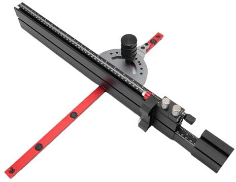 Cosiki Verstellbare Gehrungslehre für Tischsägen mit Mikroverstellbarem Klappanschlag und Anschlag für Bandsägen, 3/8 X 3/4 Zoll T-Schlitz