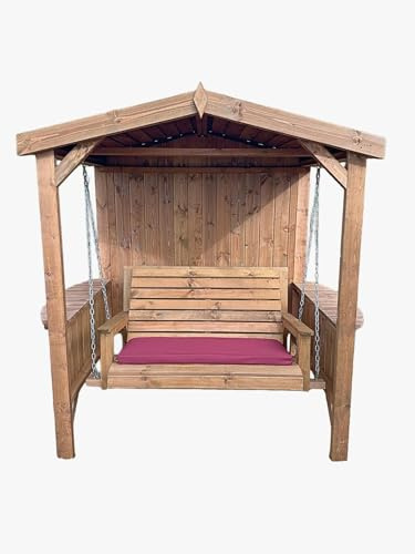 STAFFORDSHIRE OUTDOOR FURNITURE LTD Wooden Garden Swing Seat with Frame – Cottage Style Outdoor Swing Bench | Wooden Arbour Swing Chair for Patio, Garden Relaxation & Summer Living UK