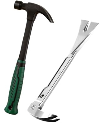 Premium Steel Hammer and Crowbars Combination Ideal for Carpentry Furniture Assembly and Demolition Work Steel Claws Puller Hammer