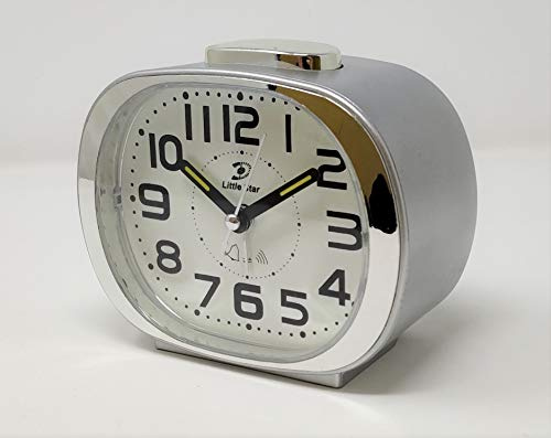 Sterling Effectz - Reloj despertador de viaje, silencioso, sin tictac, alarma de repetición, números grandes para fácil lectura, gris