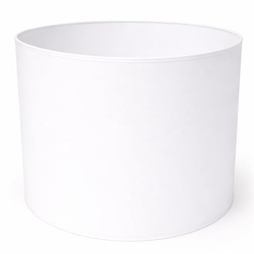 Zylinder Lampenschirm Baumwolle Stoff handgefertigt für Deckenleuchte, Tischleuchte, Stehlampe (Weiß, 40 cm Durchmesser 30 cm Höhe)
