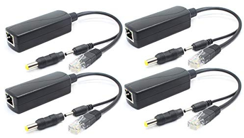 ANVISION Paquet de 4 séparateurs PoE 5 V, Adaptateur 48 V à 5 V 2,4 A, Prise 3,5 mm x 1,35 mm, connecteur 5,5 mm x 2,1 mm, Conforme IEEE 802.3af, pour caméra IP et Plus