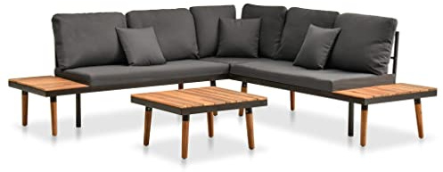 vidaXL Loungegrupp med dynor 4 delar massivt akaciaträ