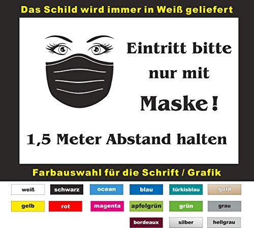 Don Cappello Bitte Maske tragen Mundschutz Corona Abstand halten GeschäftSchild wetterfest Gold