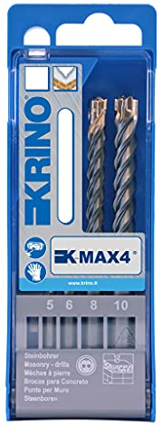 Krino 03073201 - Set di Punte per Trapano Max 4, 4 Pezzi - Ø 5-6-8-10