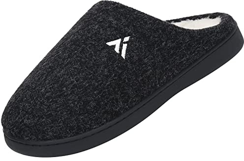 Mishansha Filzpantoffeln für Herren Winter Warm Gemütliche Filz Hausschuhe Damen Leicht Zuhause Slippers, Slipper Schwarz 36 EU