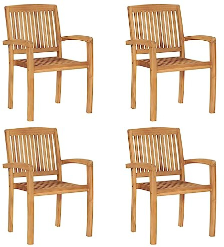 vidaXL Stapelbara trädgårdsstolar 4 st massiv teak