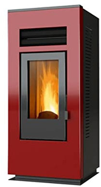 Stufa A Pellet Canalizzata Optima Modello One 12 C Ventilata Colore Bordeaux