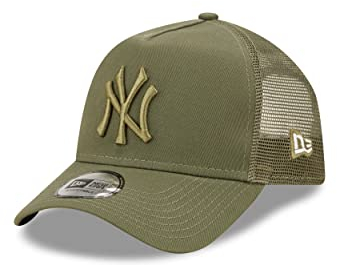 New Era New York Yankees MLB Tonal Mesh Olive A-Frame Adjustable Trucker Cap - One-Size