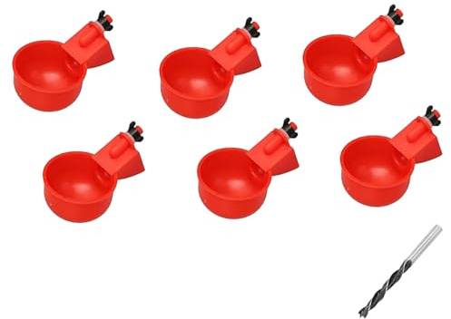 Roysmart 6 bebedores automáticos de pollo con taladro, vaso de agua para pollos, bebedero para pollos, bebedero para aves, dispensador de agua, pollos para pollos, accesorios para pollos, patos,