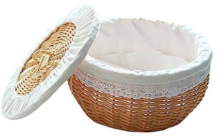 ABOOFAN Cesta De Pan Tapa Cesta Tejida Artesanal Almacenamiento para Alimentos y Dulces