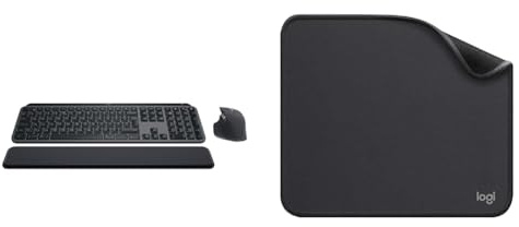 Logitech MX Keys S Combo - Tastiera e Mouse Wireless con Palm Rest, illuminazione personalizzabile & Mouse Pad - Studio Series, per Computer con Base in Gomma Antiscivolo, Scorrimento Facile