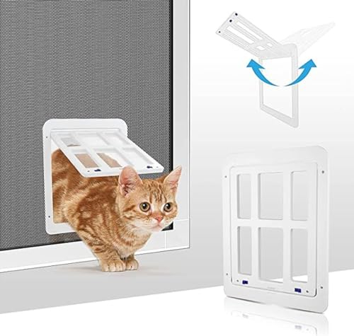 Haustierklappe Für Fliegengitter Hundeklappe Mit Magneten Katzenklappe Fliegengittertür Einfache Installation Für Katzen/Hunde (Color : Weiß, Size : 34cm*44cm)